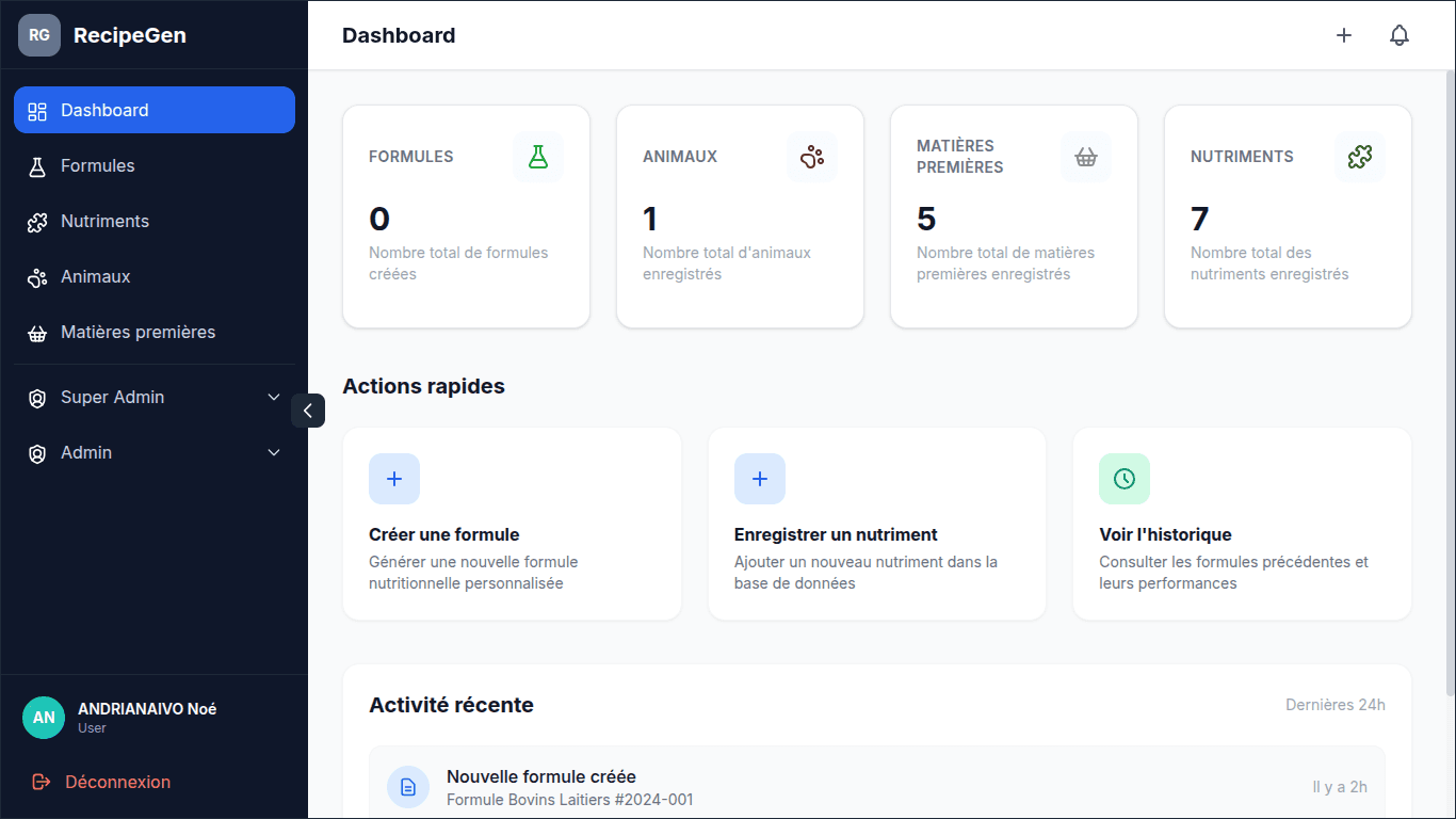 Generateur de formule de provende preview